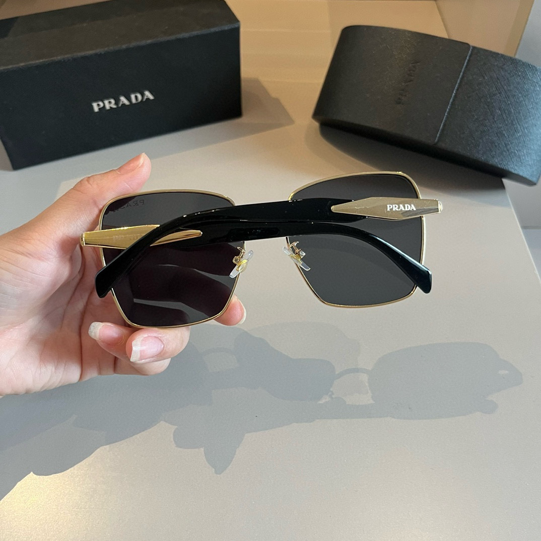 Prada-Pilot Double Beam Toad Mirror Triangle Logo Sunglasses