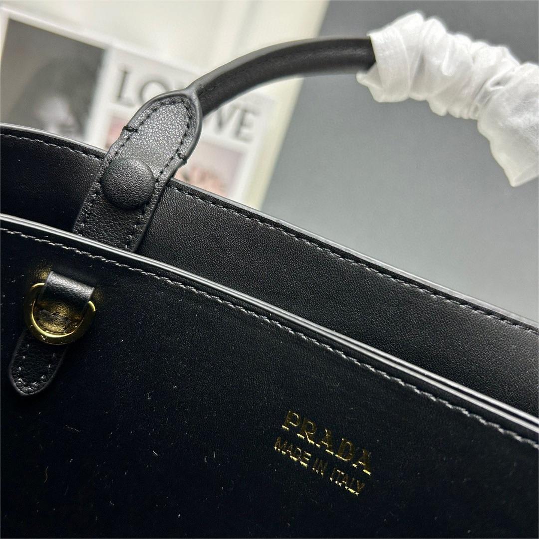 Prada-Double bag small shopping bag double series imported cowhide
