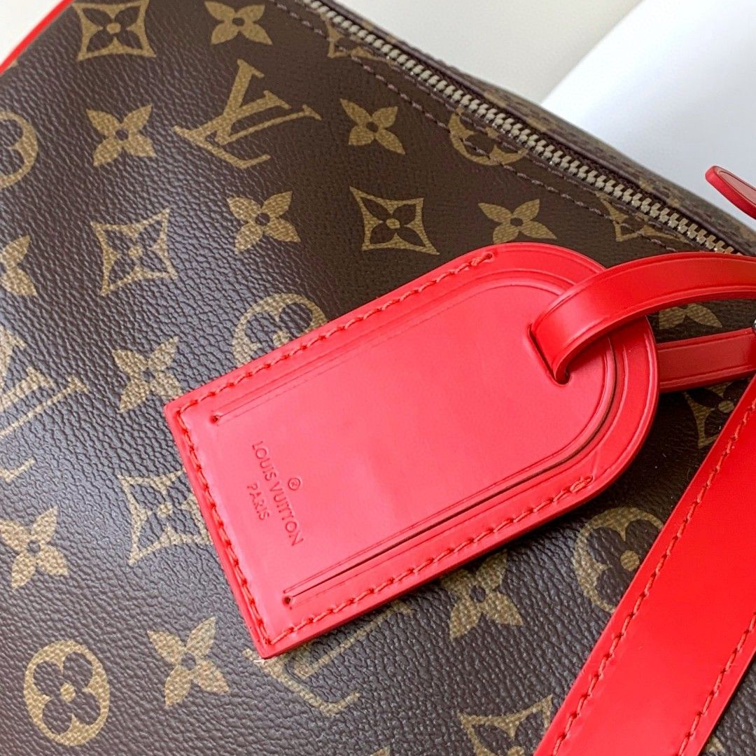 LV - keepall Bandoulière 50 Coated Canvas and Cowhide Leather Handbag Shoulder Crossbody Bag
