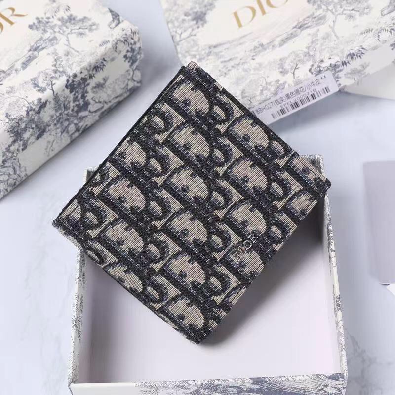 Dior-Oblique printed double fold wallet