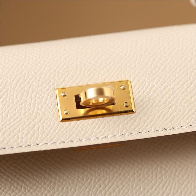 Hermes-Mini Kelly Milk Shake Platinum Buckle Bag