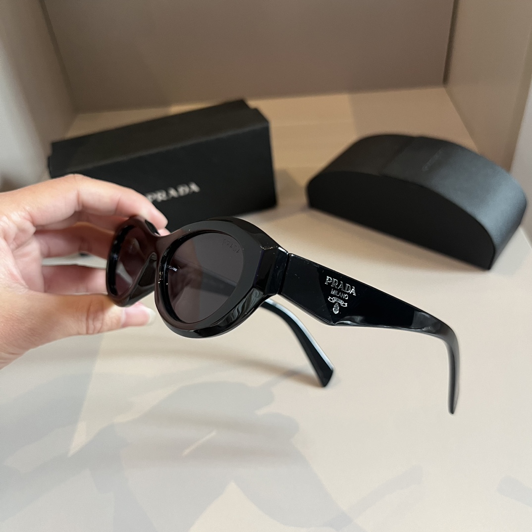 Prada-Symbol Series Narrow Frame Cat Eye Sunglasses