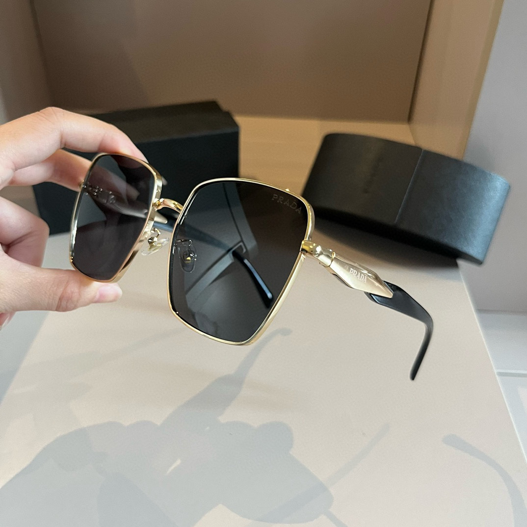 Prada-Pilot Double Beam Toad Mirror Triangle Logo Sunglasses