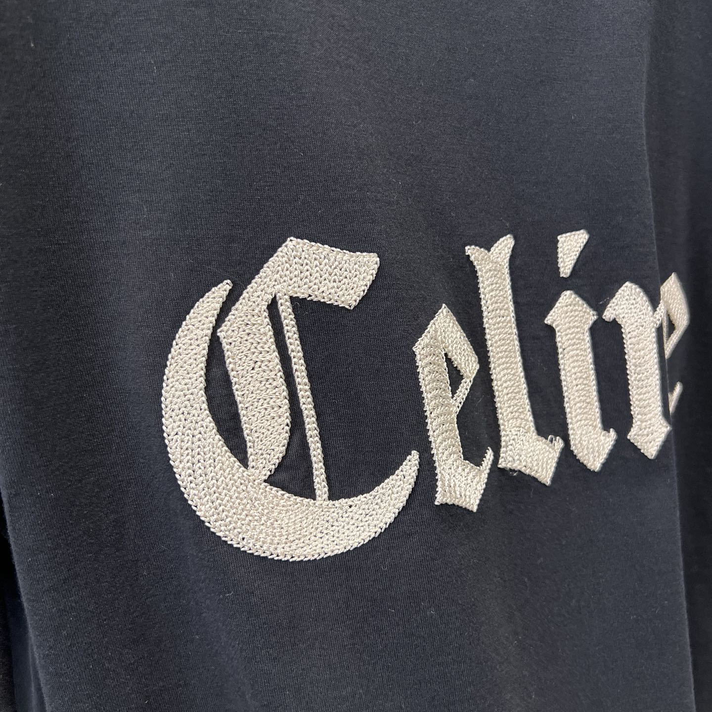CELINE - Lettering Embroidered Crew Neck Short Sleeve T-Shirt