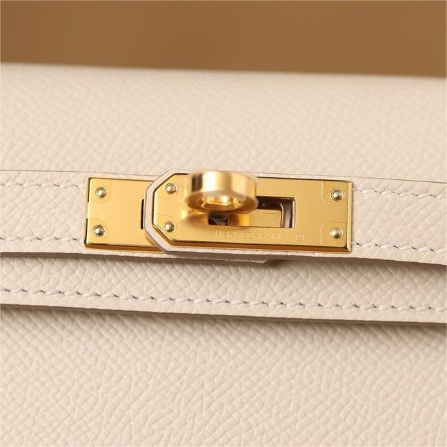 Hermes-Mini Kelly Milk Shake Platinum Buckle Bag