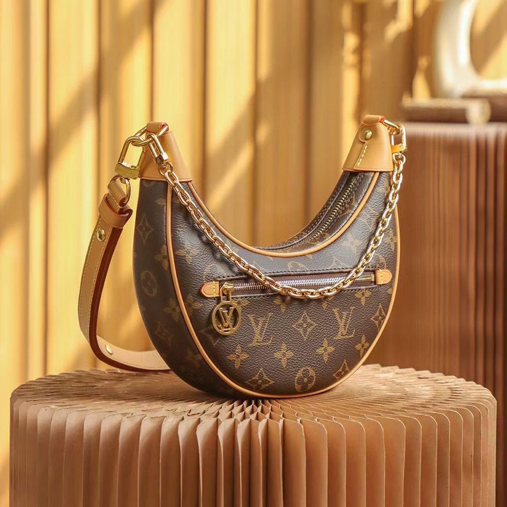 LV-loop Half Moon shaped Stick Bag Handbag