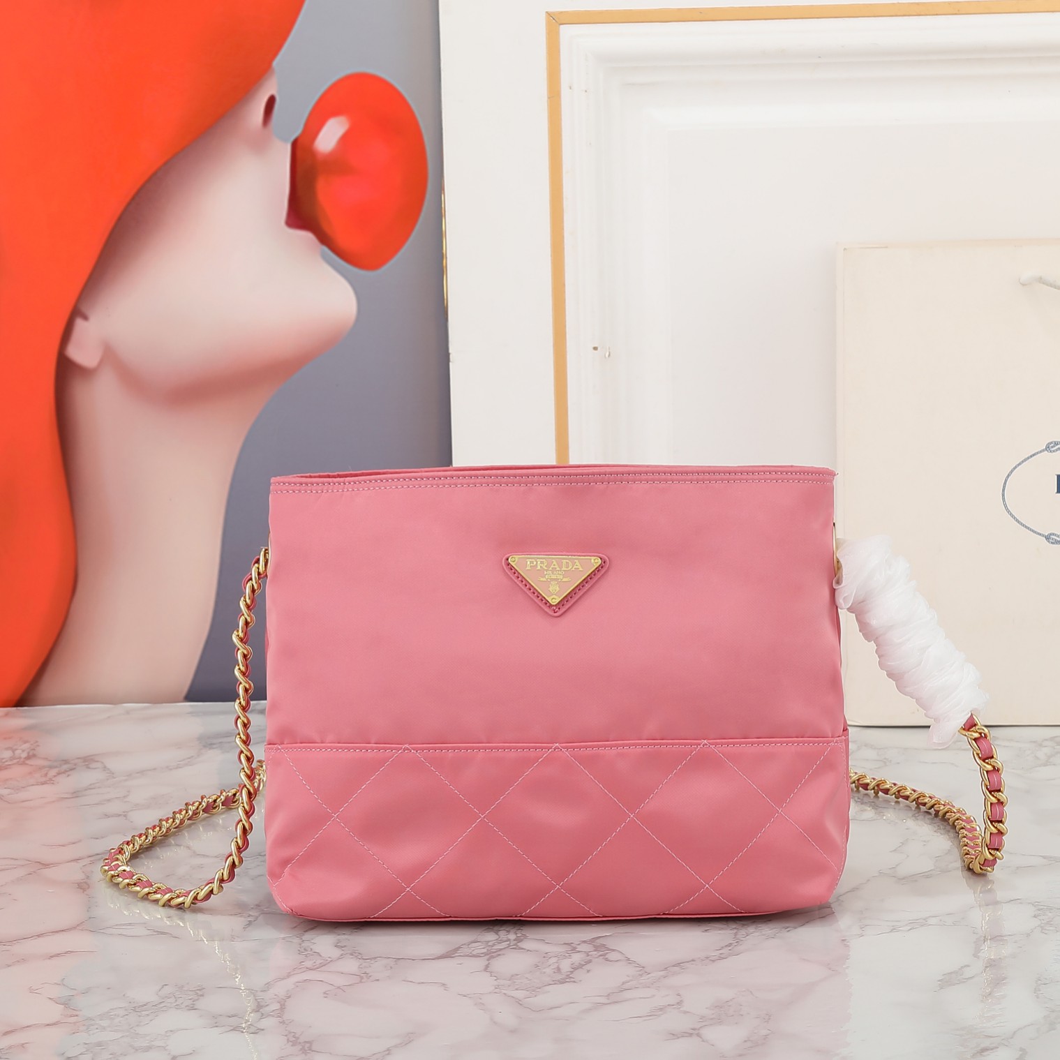 Prada-Nylon Lattice Crossbody Bag