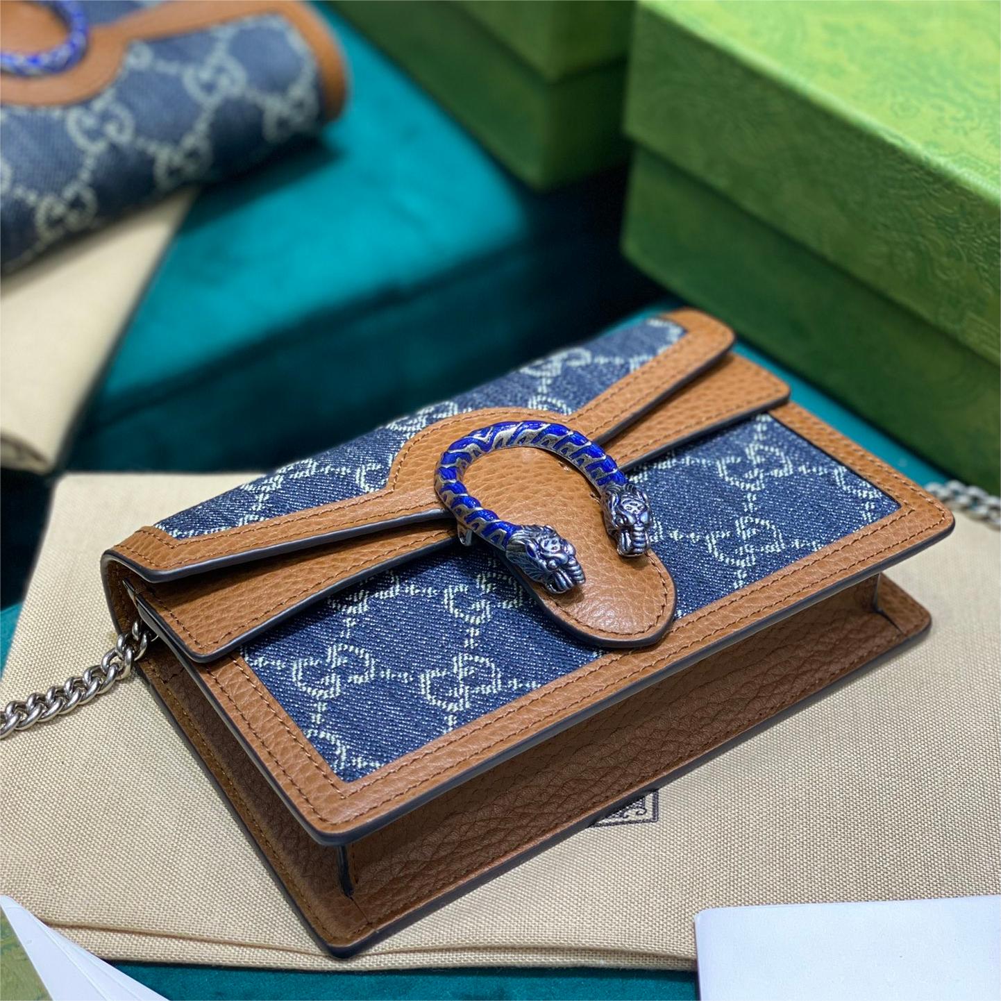GUCCI-Dionysus Blue Denim Mini chain bag