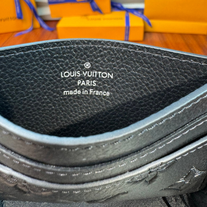 LV-Embossed Card Clip Wallet