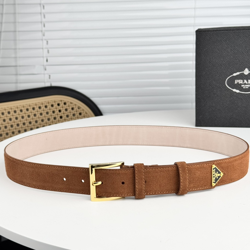 PRADA - Suede Leather Waist Belt