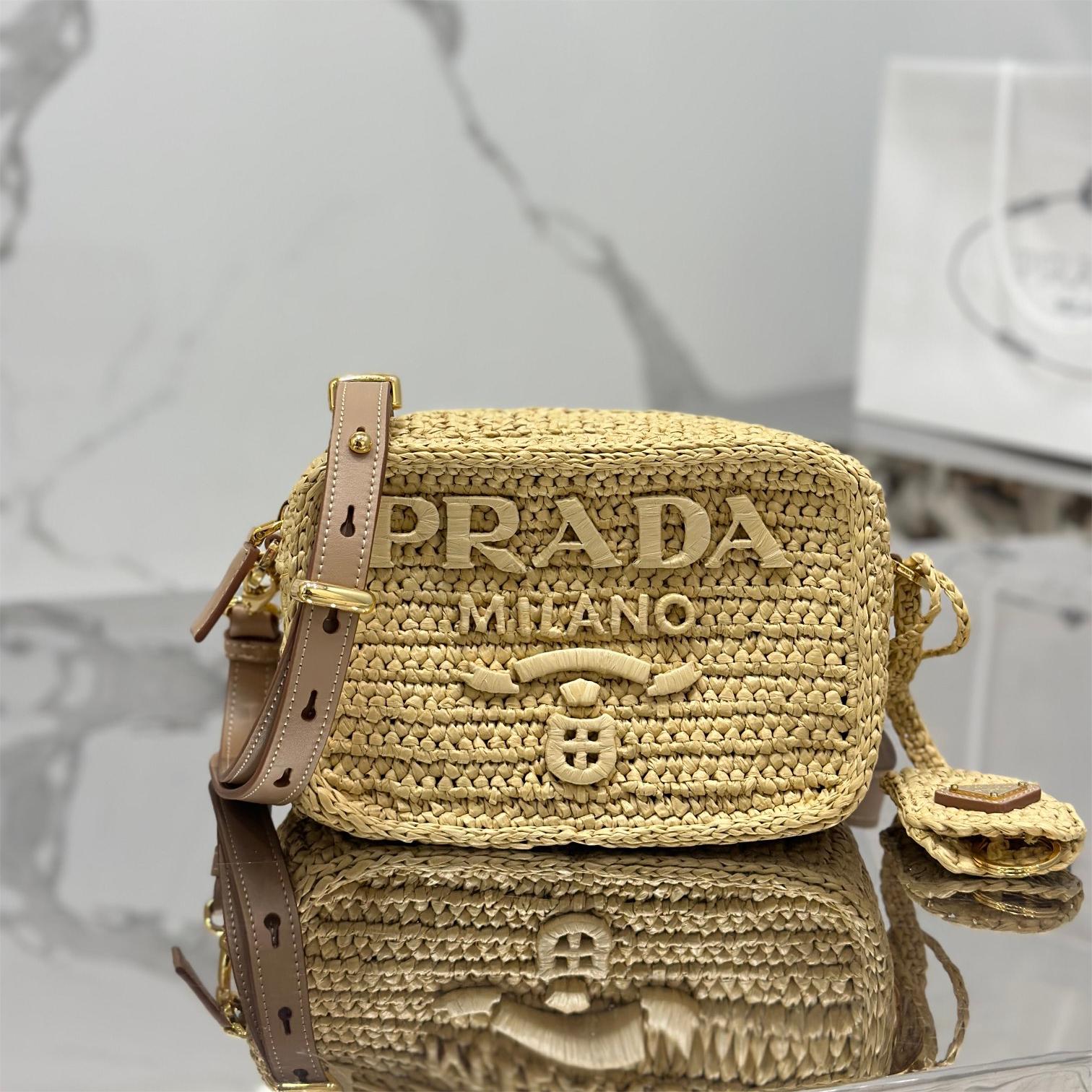 Prada-Straw Camera Bag
