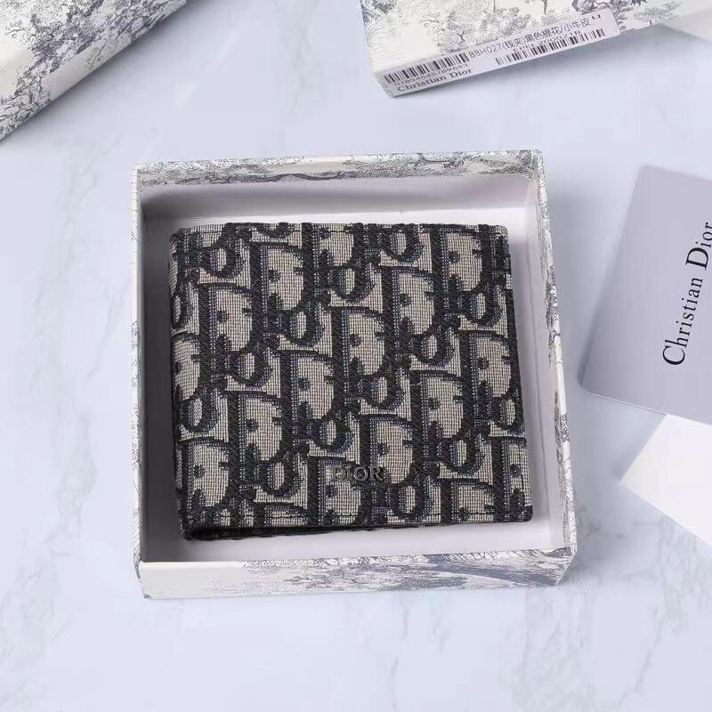Dior-Oblique printed double fold wallet