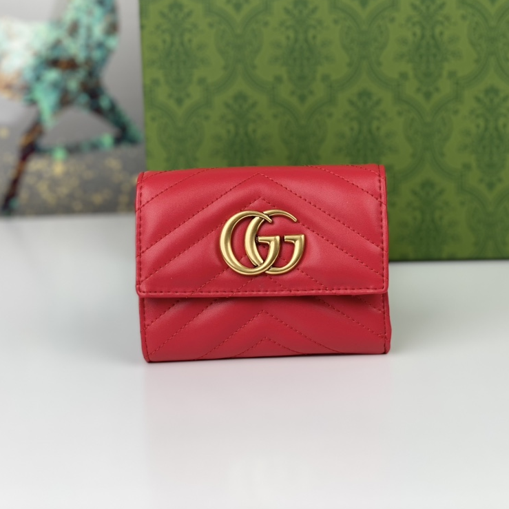 GUCCI - GG Marmont Quilted Leather Short Folding Wallet