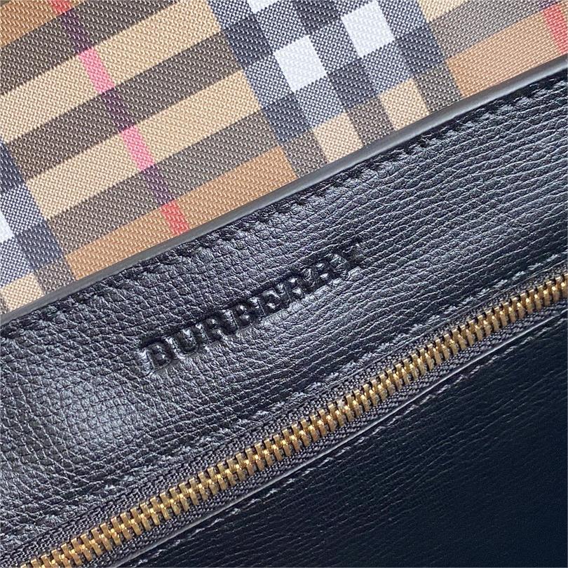 Burberry-Embossed badge leather tote bag