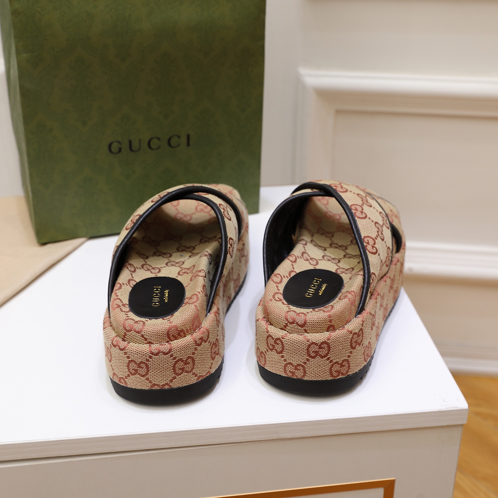 Gucci-Diamond diamond plaid height increasing Slippers