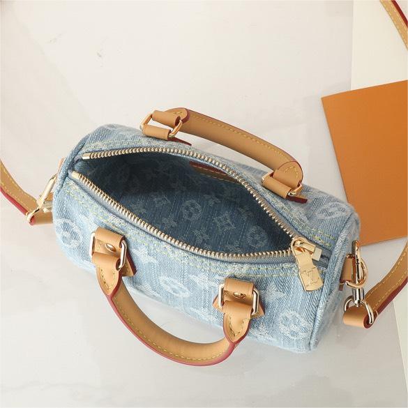 LV-Nano Speedy Light Denim Handbag