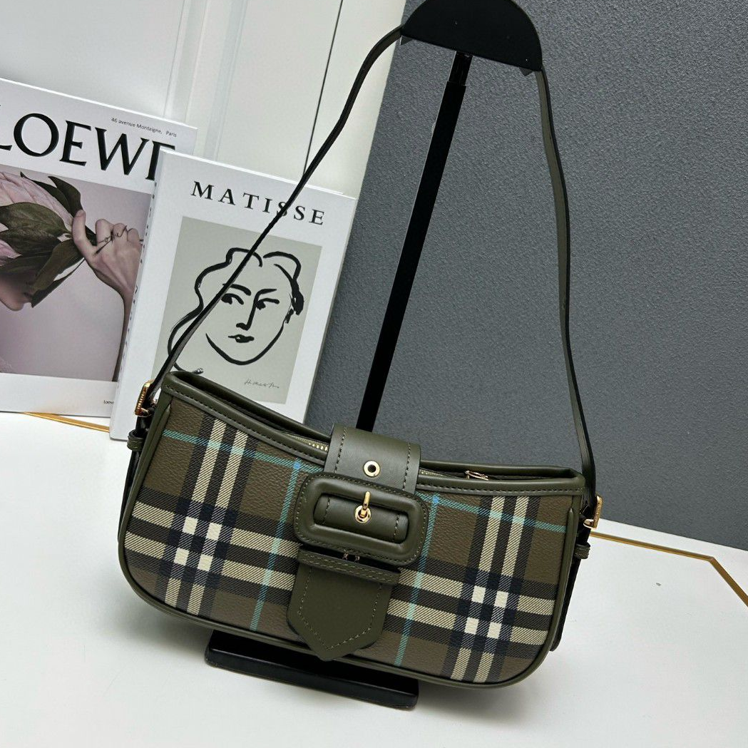 Burberry-Plaid lamb skin crossbody bag
