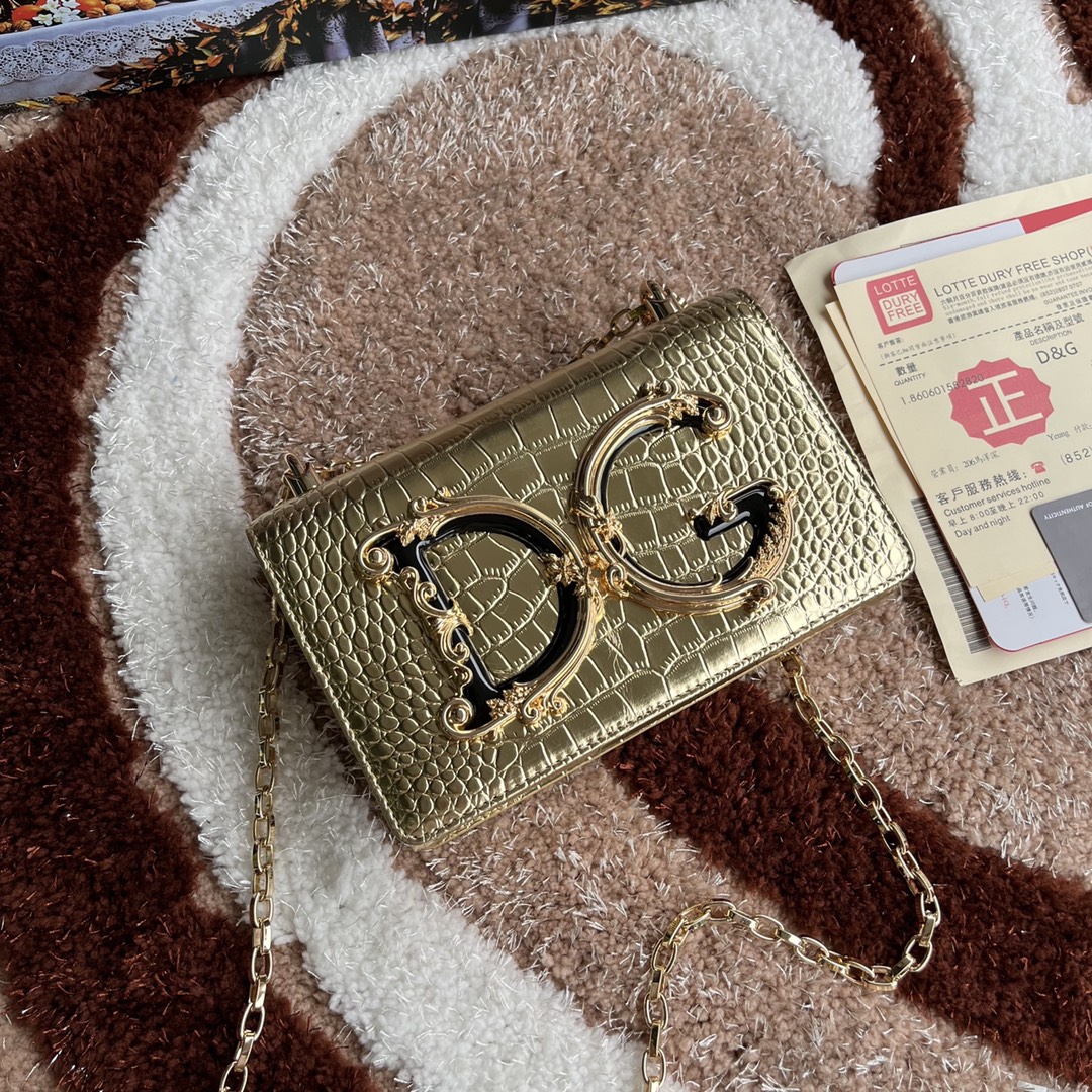 Dolce Gabbana-Lacquer leopard print crossbody bag with Baroque logo