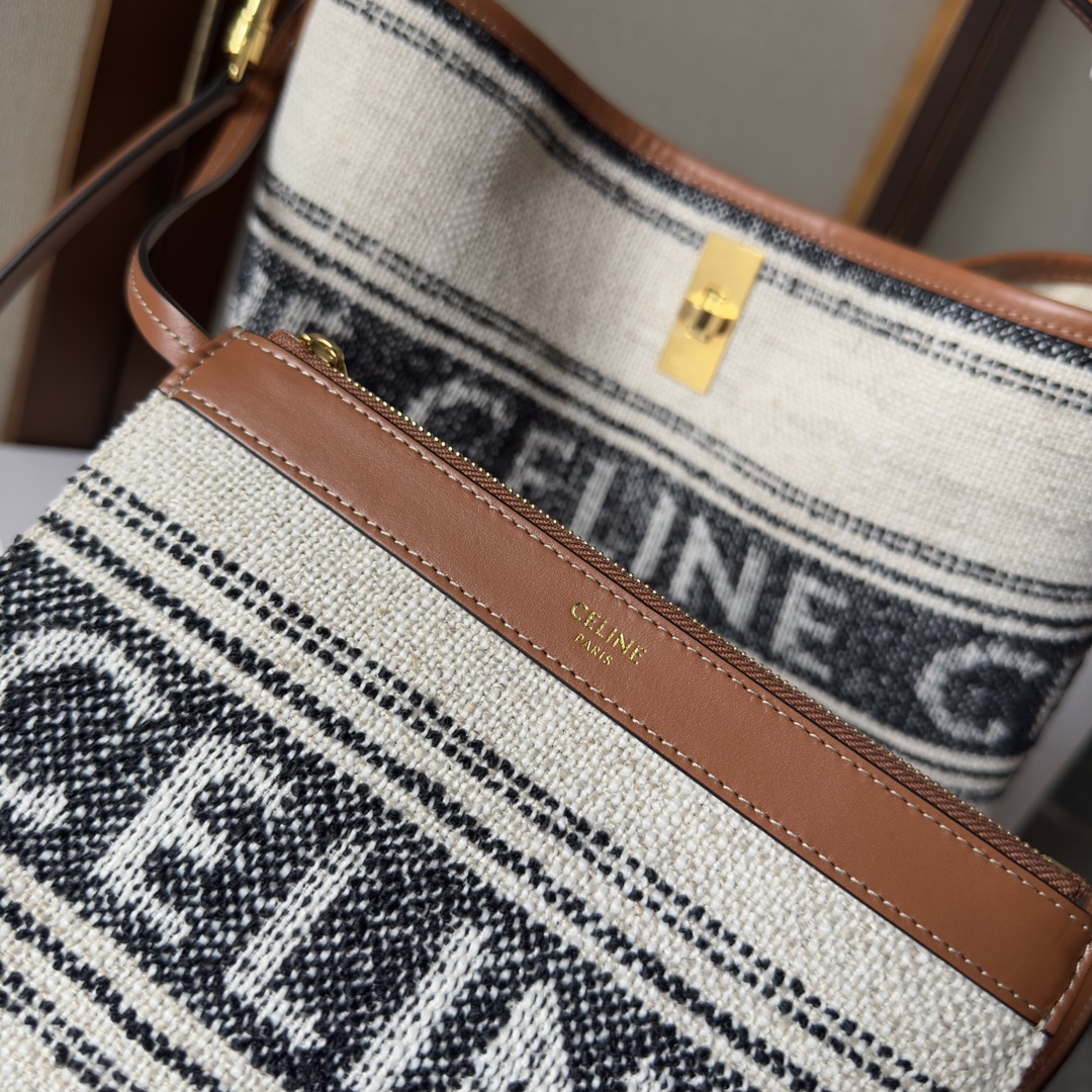 Celine-Bucket 16 fabric cowhide hand bucket