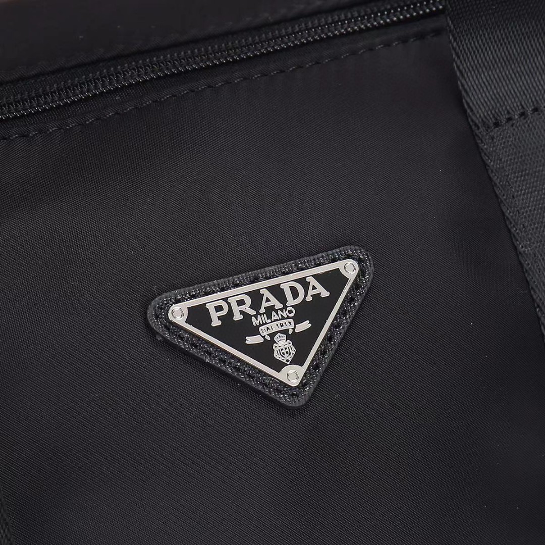 Prada-Triangle metal logo travel bag