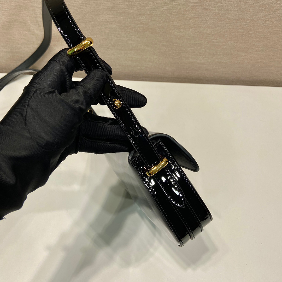 PRADA-Shiny leather shoulder bag