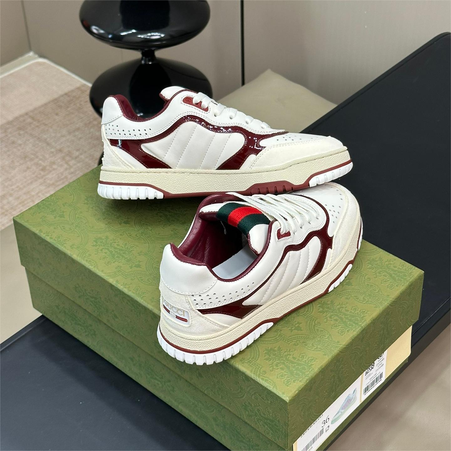 Gucci-Red Web's New Board Shoes