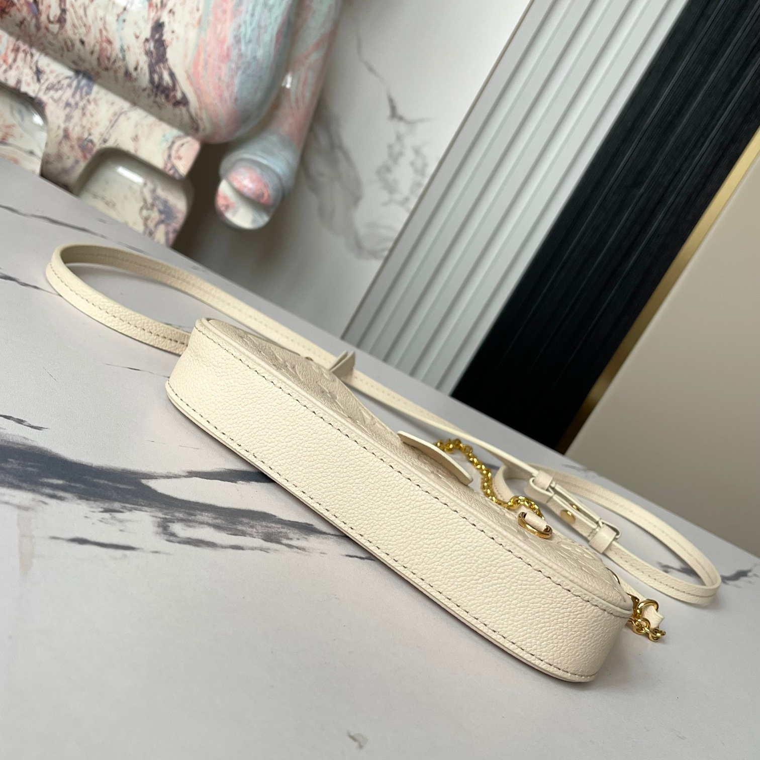 LV - Easy Pouch On Strap Monogram Embossed Leather Shoulder Bag