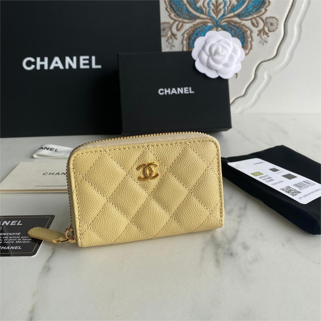Chanel-24k thick gold plated hardware small zipper coin purse