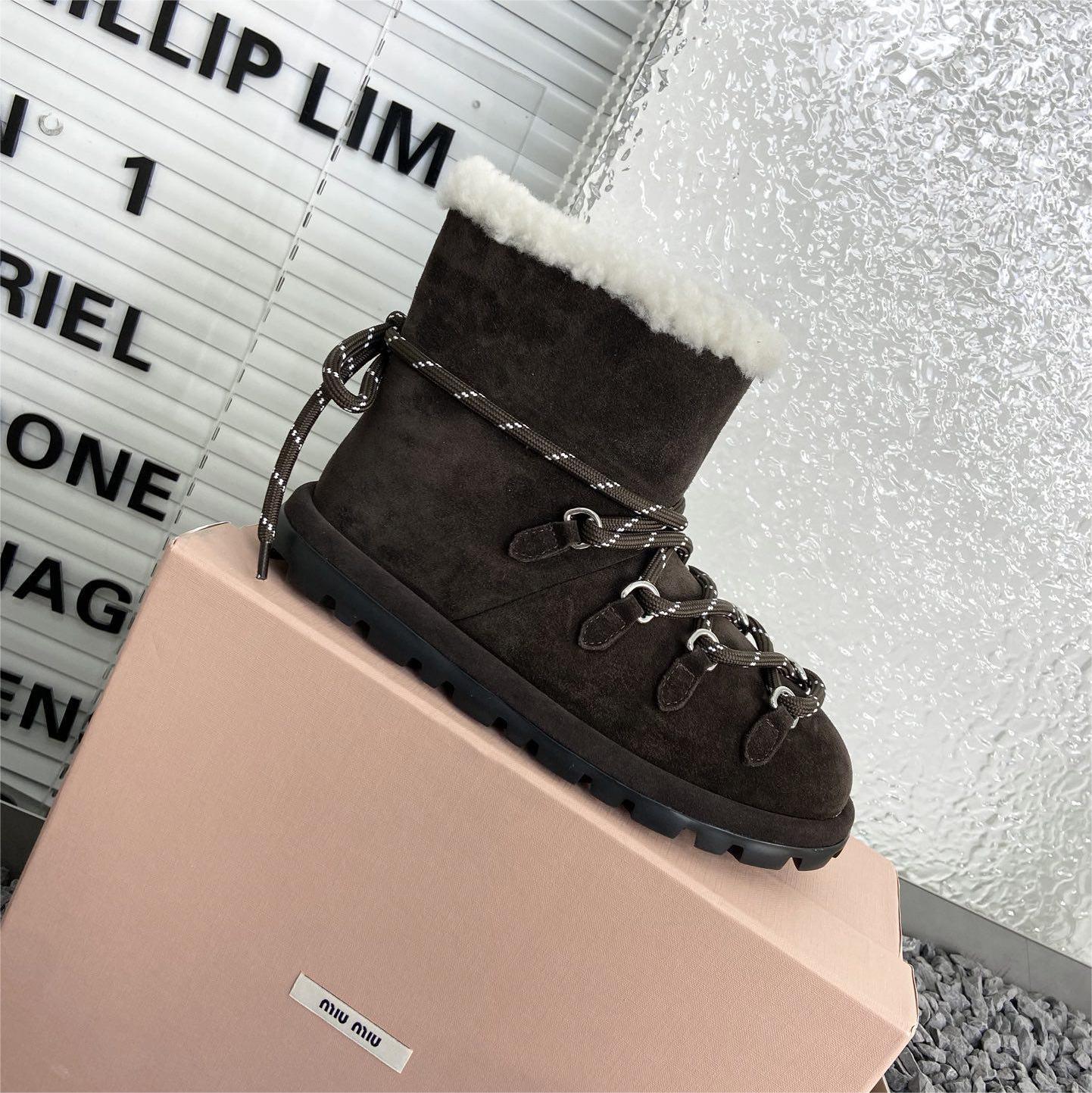miumiu-Autumn and winter wool snow boots shoes