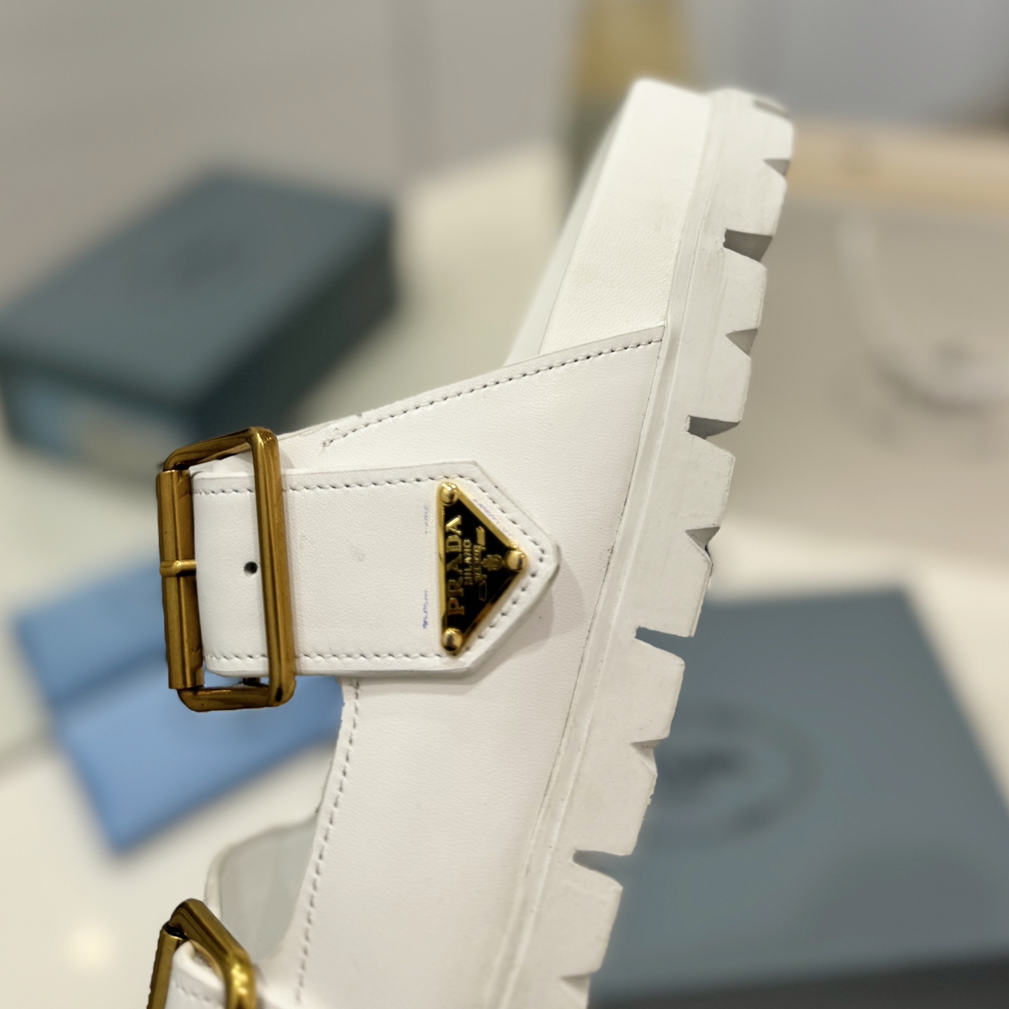 Prada-WHITE Leather Sandals