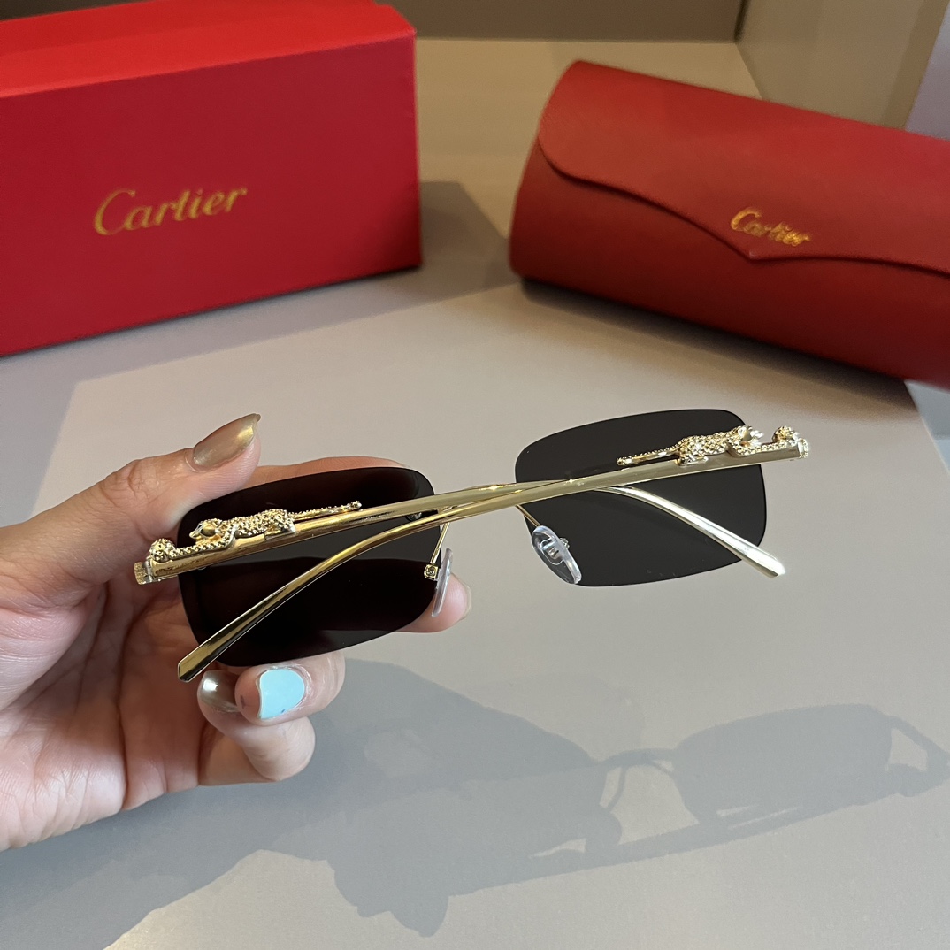 Cartier-metal frameless precious sunglasses