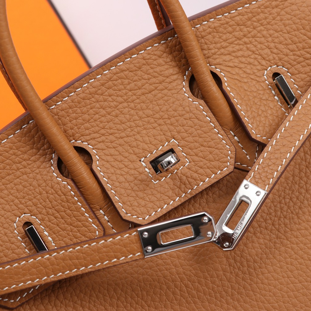 HERMES- Birkin 25 Silver buckle Gold buckle Brown Handbag
