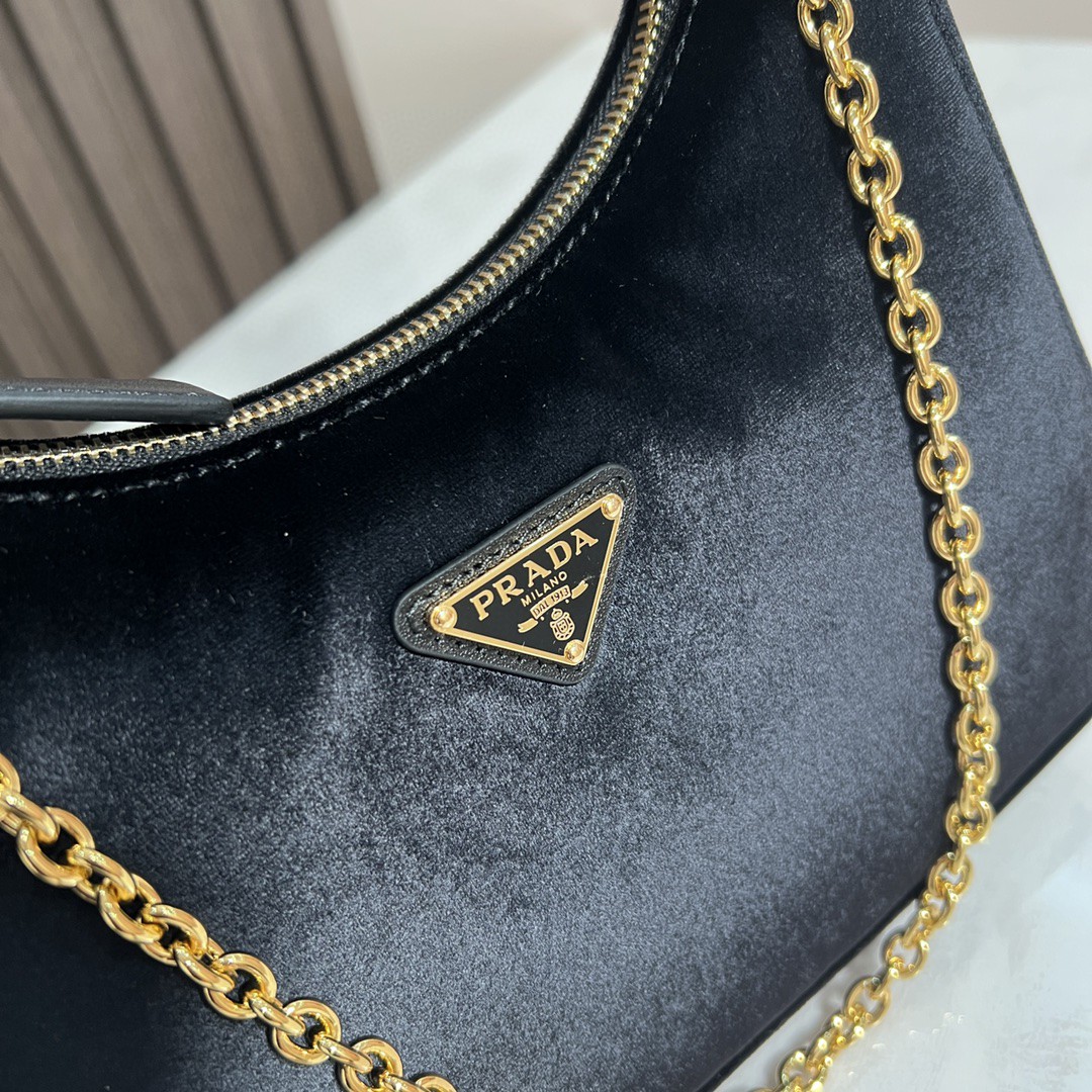 Prada-Velvet Hobo Handheld Underarm Bag Crossbody Bag