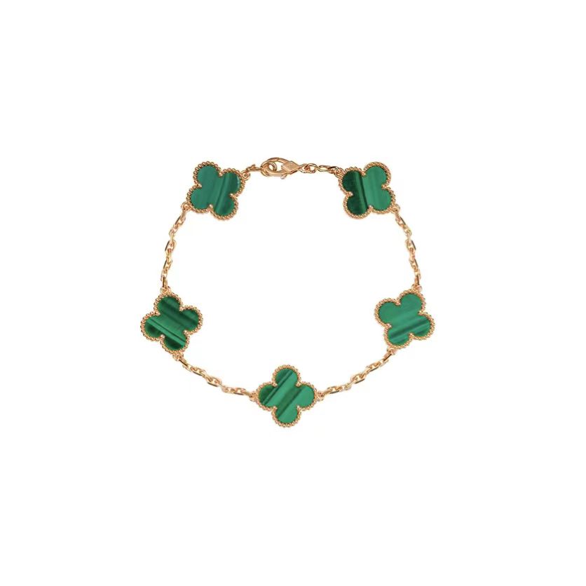 Van Cleef & Arpels - Alhambra Four-Leaf Lucky Series Five-Pendant White Mother-of-Pearl Four-Leaf Clover Bracelet