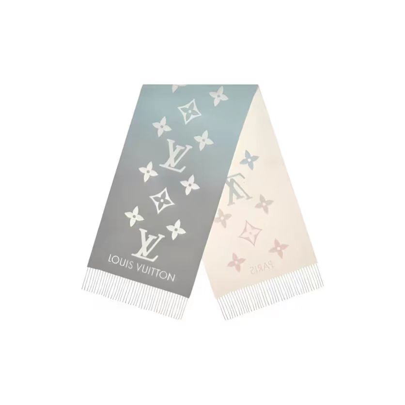 LV - Two-color Gradient Monogram Tassel Cashmere Wool Scarf