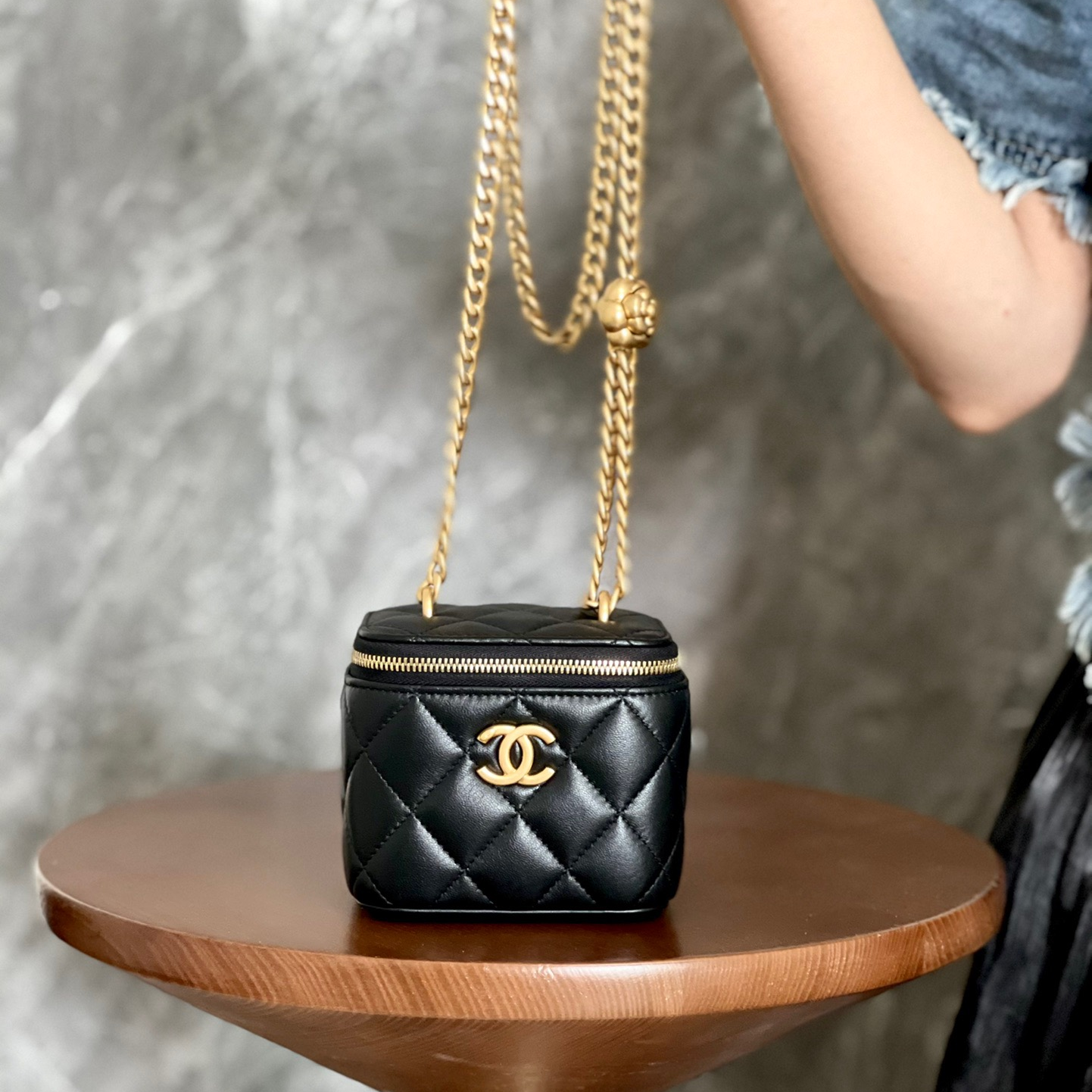 Chanel-Camellia sheepskin bag