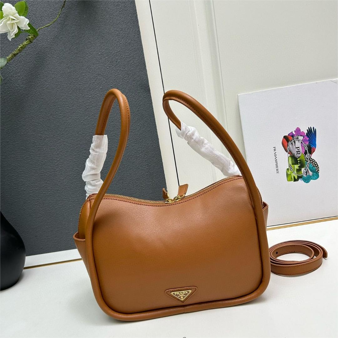 Prada-Soft grain imported calf leather bowling bag