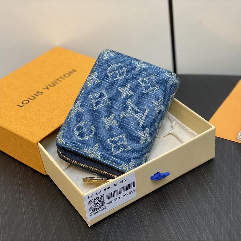 LV-Blue denim denim full leather cléa wallet