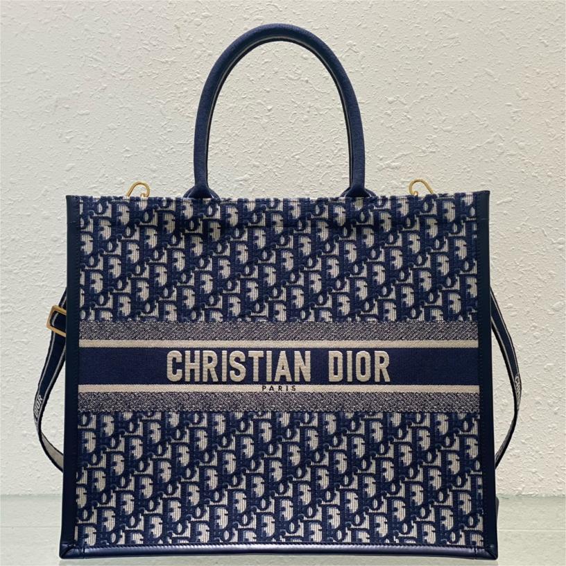 Dior-Oblique Printed Embroidered Large Tote Bag