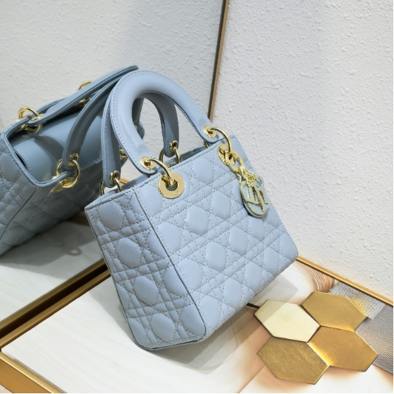 Dior-Four Grid Sheepskin Enamel Buckle Daifei bag