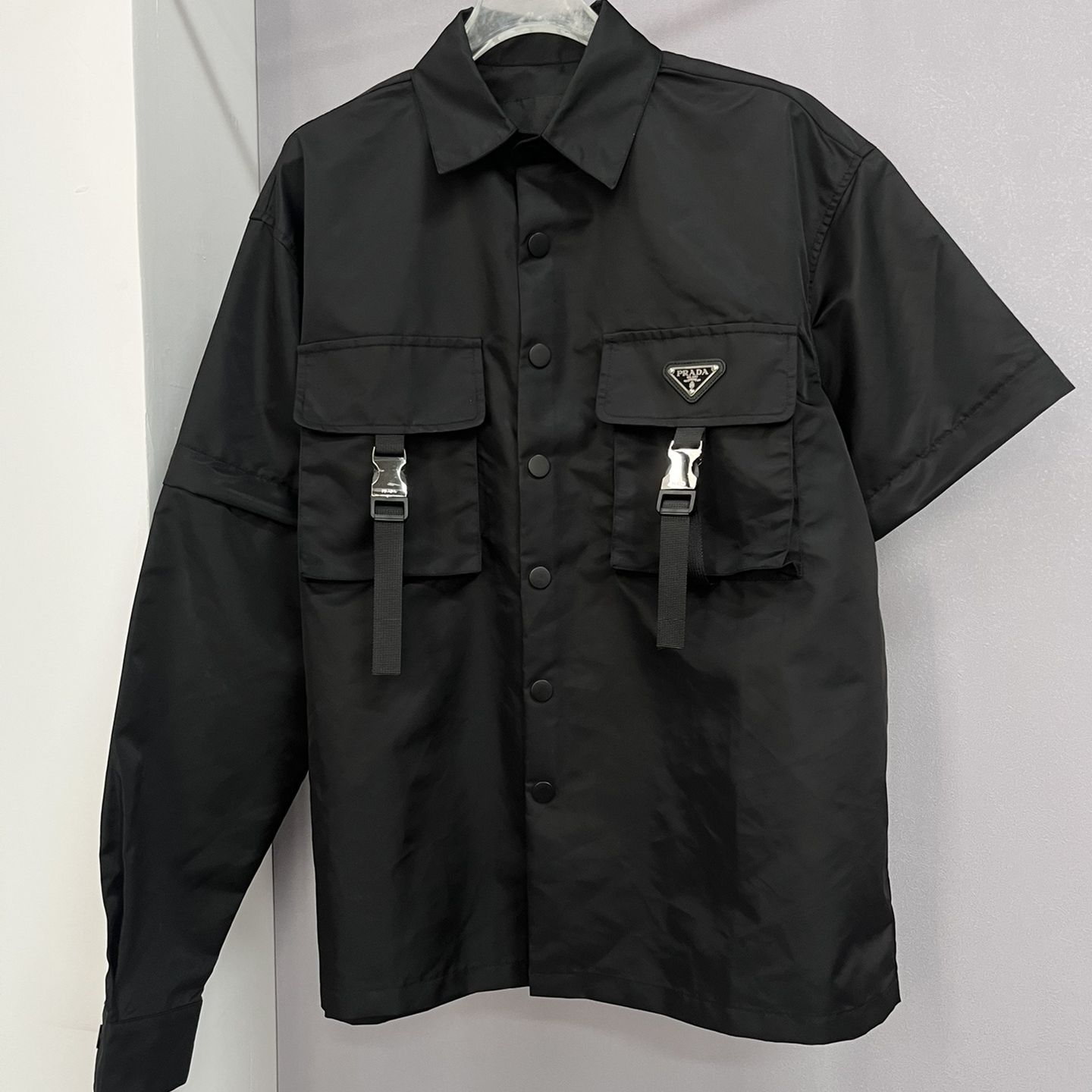 PRAD-Black Button Loose Detachable Long-sleeved Shirt