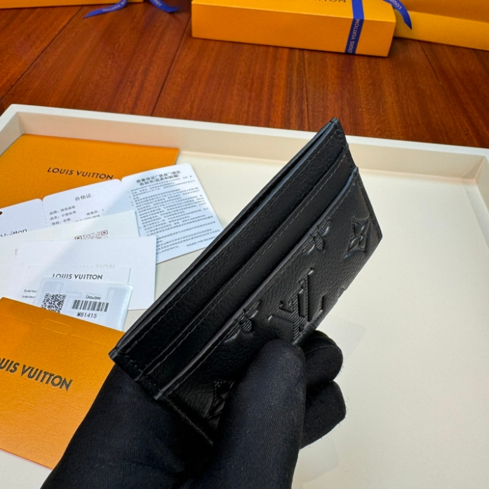 LV-Embossed Card Clip Wallet