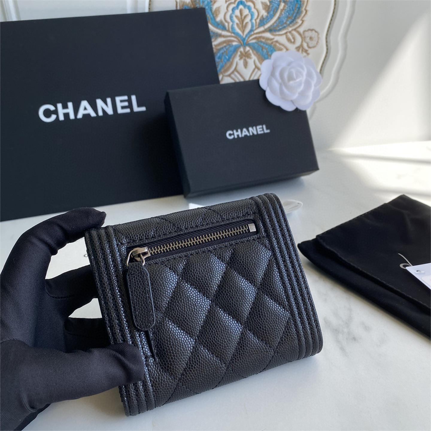 Chanel-Imported particle embossed cowhide wallet