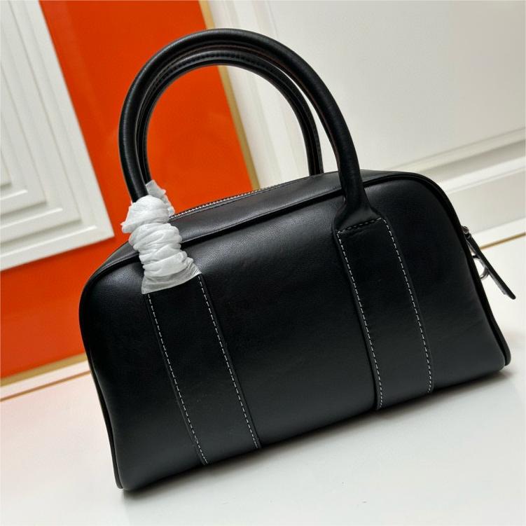 Prada-All black and all leather vintage Boston handbag