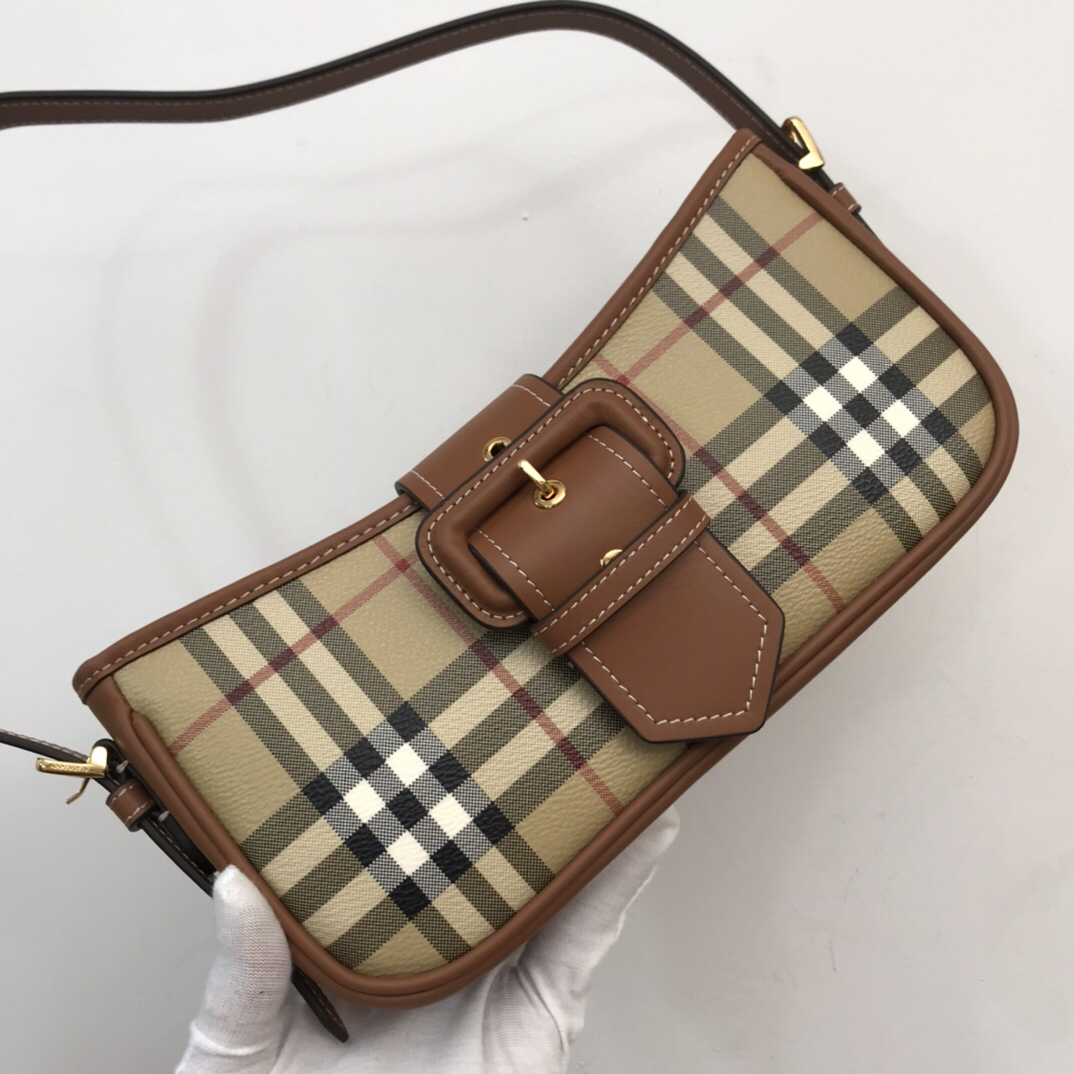 Burberry-Plaid lamb skin crossbody bag