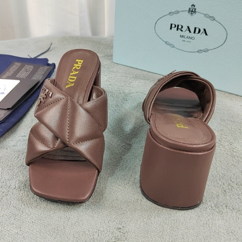 Prada-Water Dyed Sheepskin Slippers High Heels