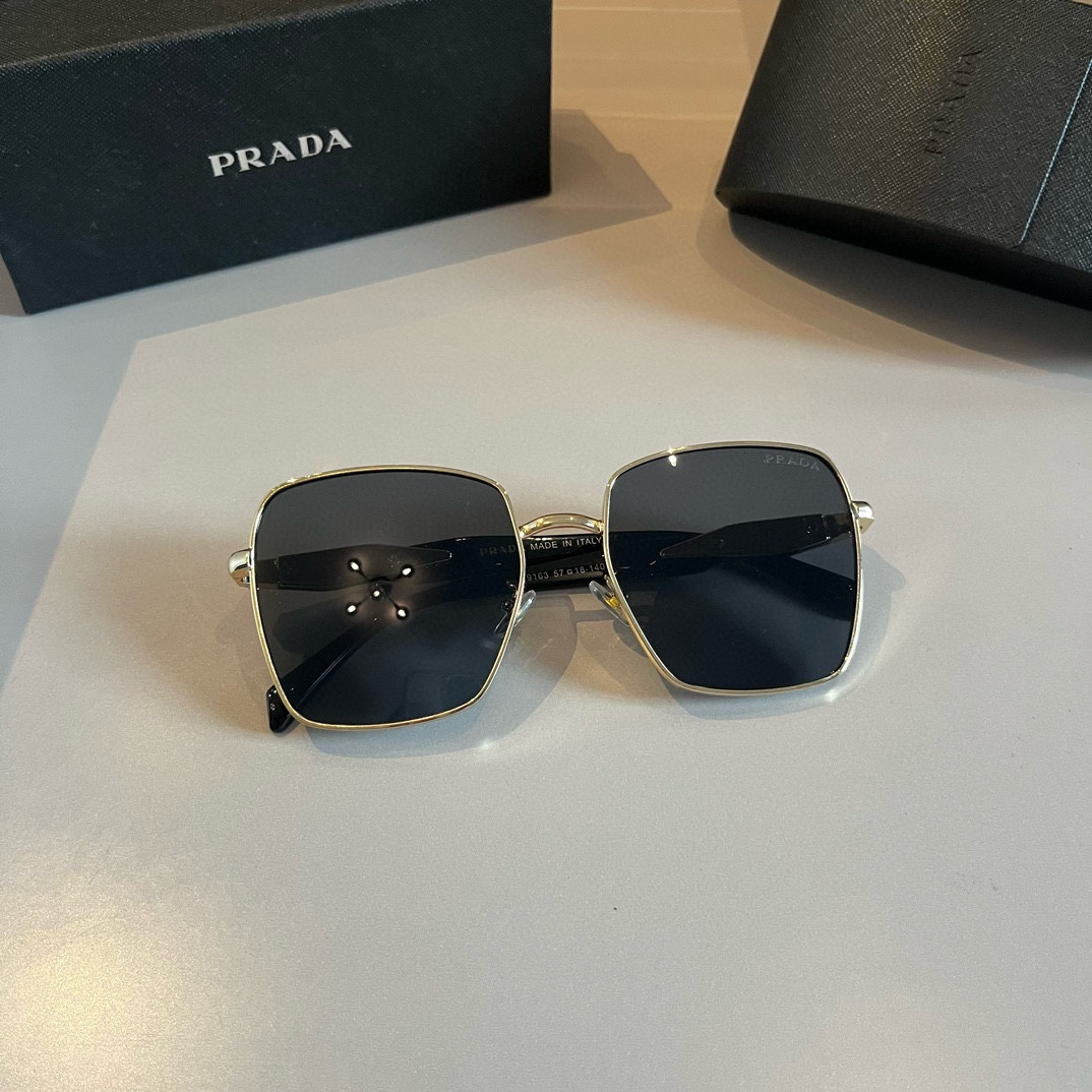Prada-Pilot Double Beam Toad Mirror Triangle Logo Sunglasses