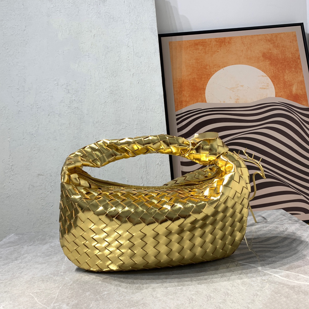 BV-Jodie Gold Woven Lambskin Bag