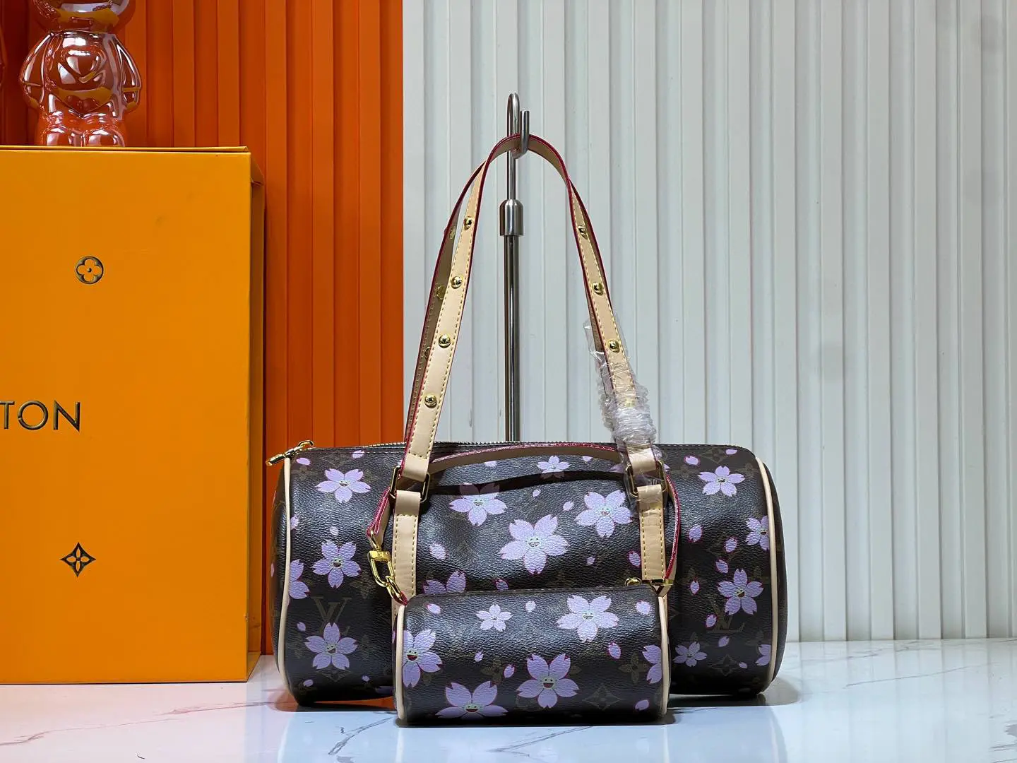 LV x Takashi Murakami cherry blossom papillon handbag