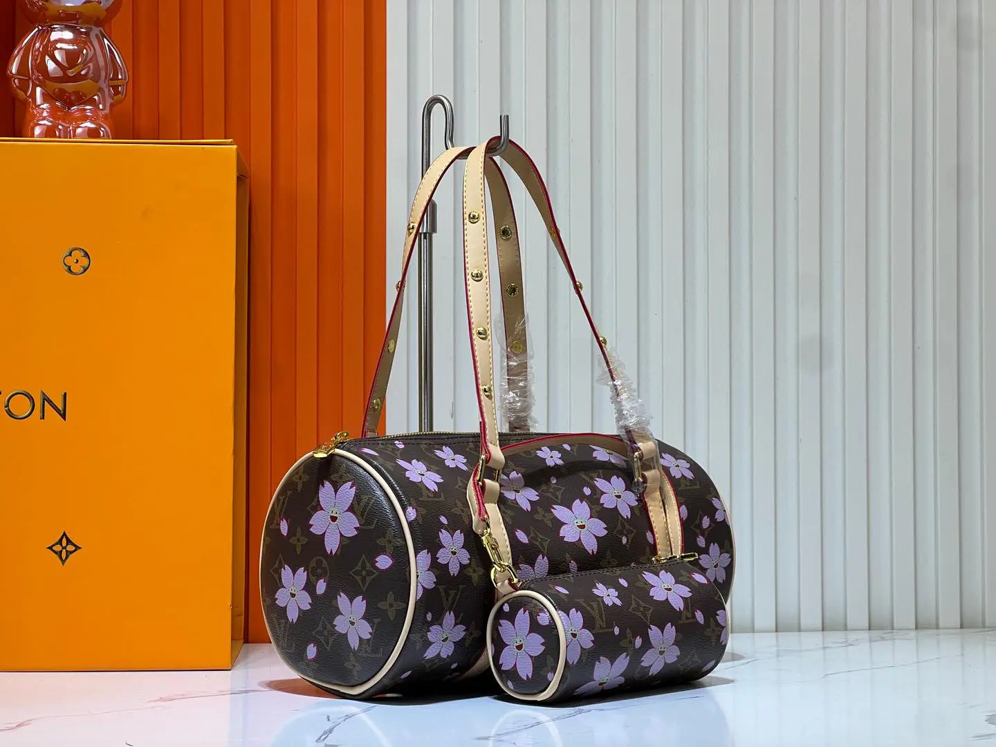LV x Takashi Murakami cherry blossom papillon handbag